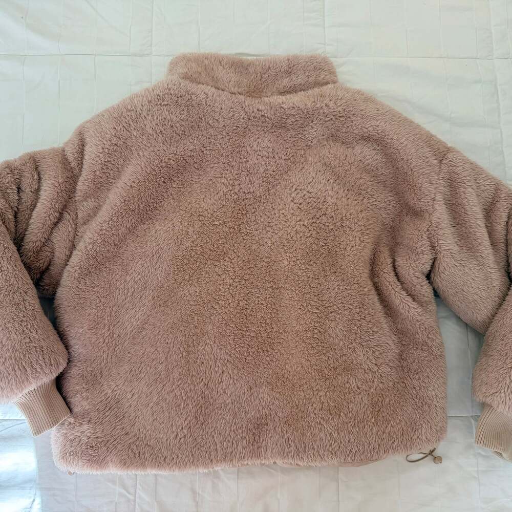 Love Tree Reversible Teddy Bear Puffer Jacket Tan Cozy Sherpa Coat - Picture 5 of 7